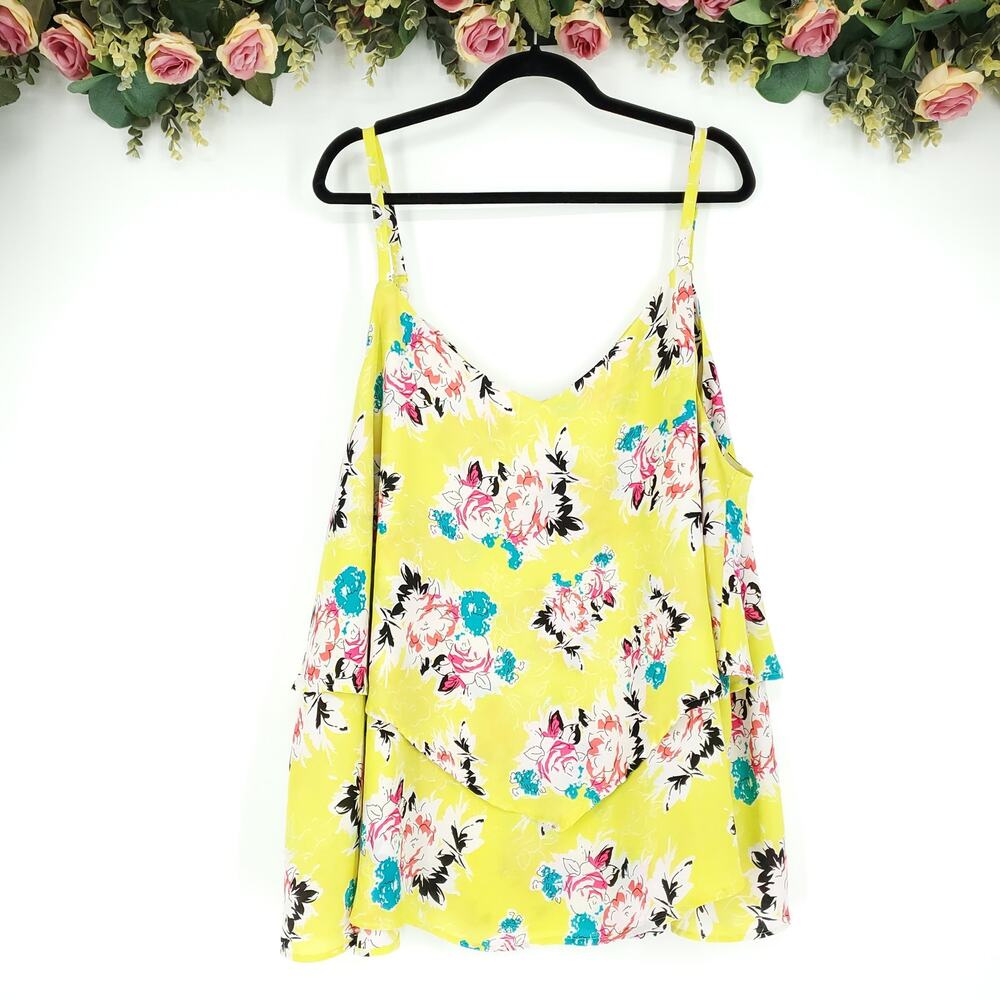 Torrid Yellow Floral Challis Sleeveless Top Size 4